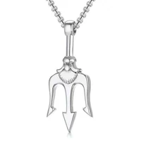 fashion fork trident pendant necklace long chain necklace stainless steel necklace jewelry for men accessories
