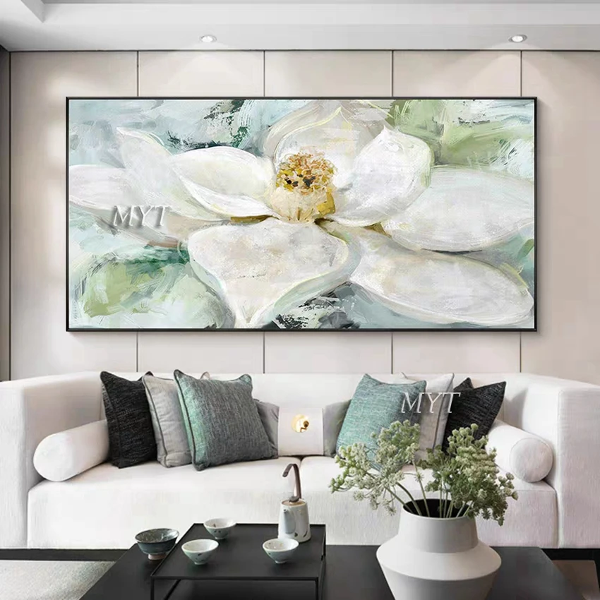 

Abstract 100% Hand-painted Oil Painting Lotus Flower Wall Canvas Art Wall Hanging Picture For Living Room Bedroom Decoration