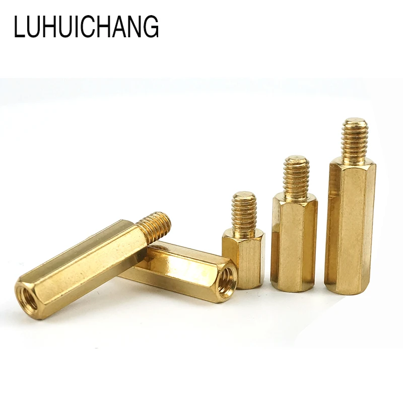 LUCHANG 30 шт. M3 * L + 6 мм Шестигранная головка Медная гайка с резьбой резьбовой столб