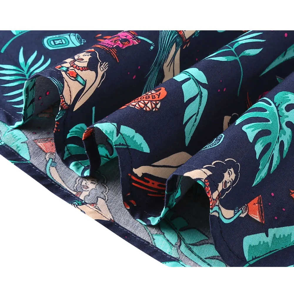 Женская короткая юбка с высокой талией винтажная из 100% хлопка и принтом листьев в