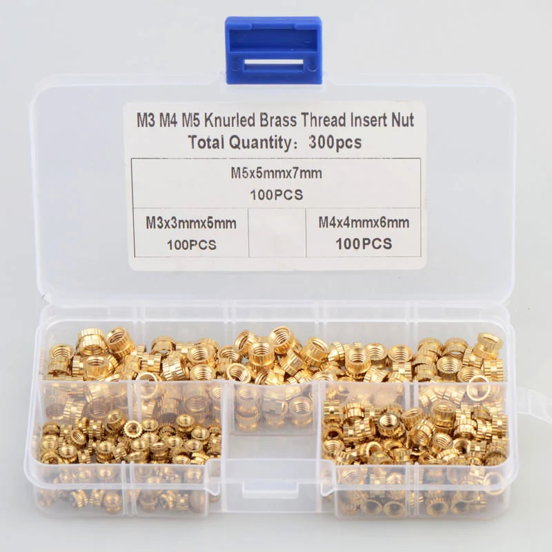 

Bi-pass накатанные гайки с внутренней резьбой M2 M2.5 до M10Brass Резьбовая вставка круглые накатанные гайки для литья под давлением Ассортимент Набо...