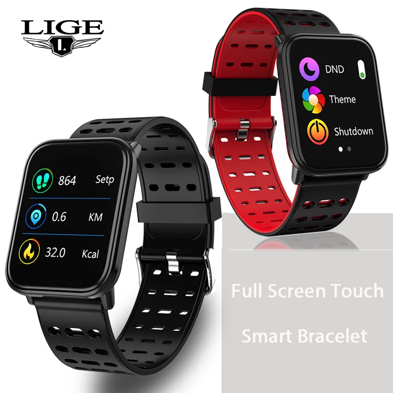 LIGE 2019 новинка полный экран сенсорный спортивный умный Браслет пульсометр