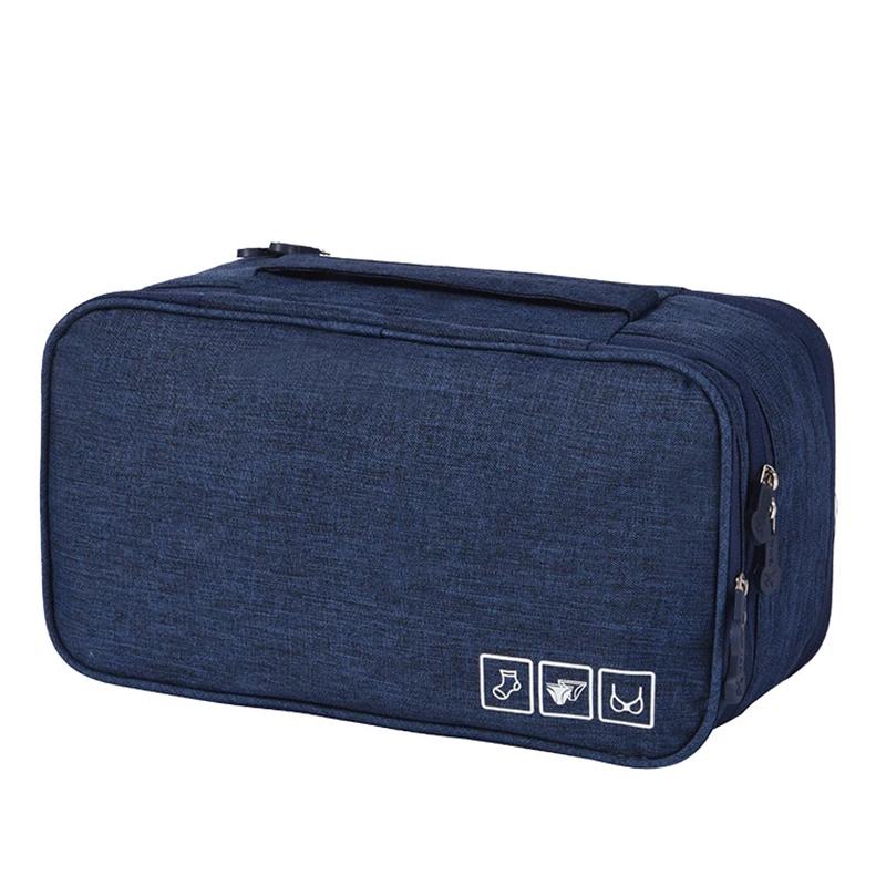 Navy blue Водонепроницаемая Дорожная сумка Нижнее белье Бюстгальтер для хранения Макияж Портативная сумка органайзер сумка унисекс Повседневная косметичка на молнии для хранения косметики ткань для макияжа - Цвет: Navy blue