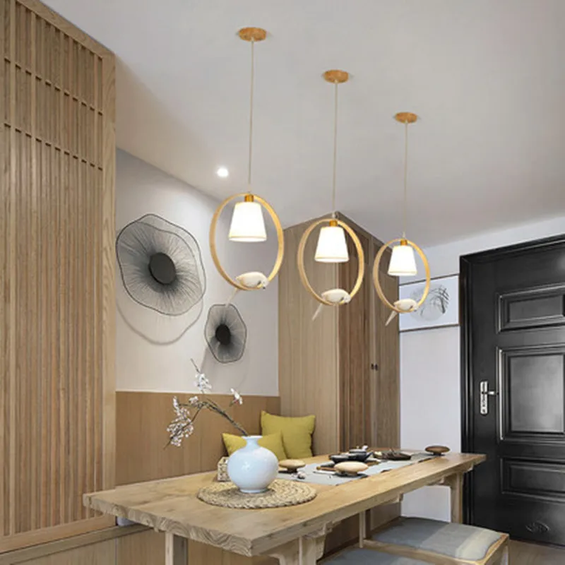 Светодиодные подвесные светильники из твердой древесины для столовой