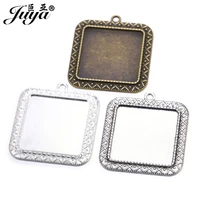 30pcs 30mm square bezel pendant base setting vintage blank trays for diy jewelry making necklaces keychains findings accessories