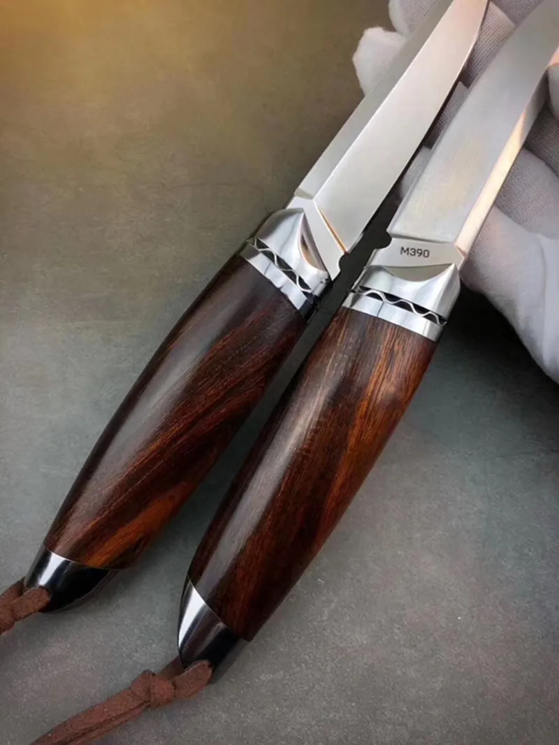 Прямой нож из стали M390 тактический охотничий резной с фиксированным лезвием для