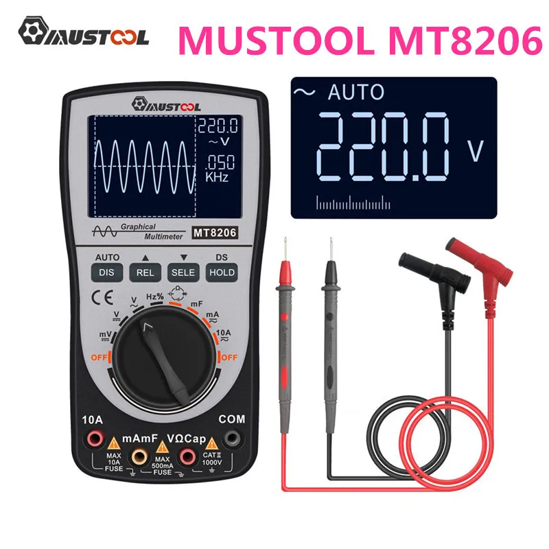 MUSTOOL MT8205 MT8206 MDS8207 MT108T MT110 2 в 1 цифровой Интеллектуальный Ручной осциллограф мультиметр AC/DC сопротивление