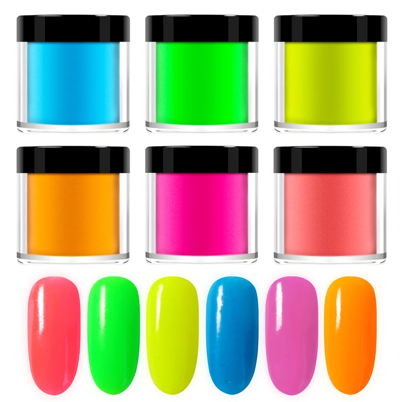 RIKONKA акриловую пудру световой Неон фосфор поднос для ногтей порошок свечение в