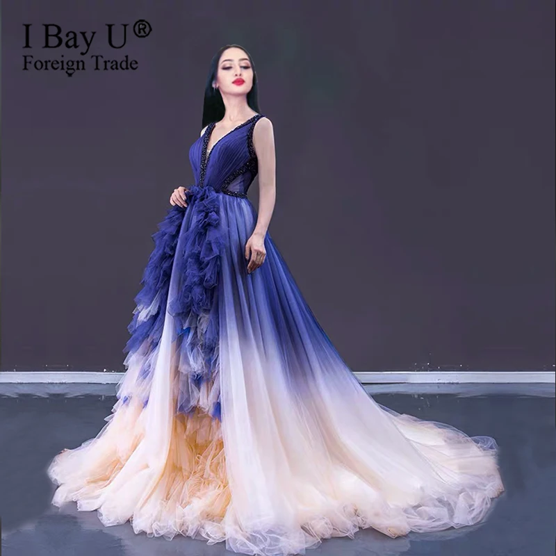 Новинка Соблазнительные вечерние платья из тюля с градиентом для девочек