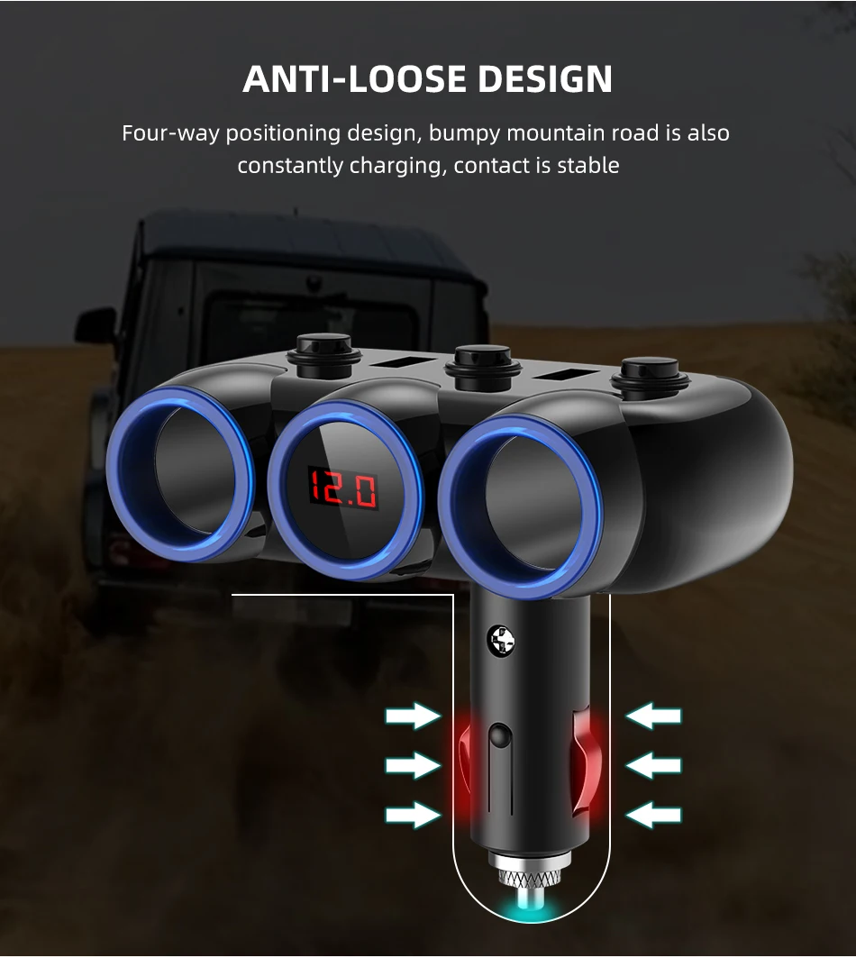 USLION, 3 в 1, двойной USB, автомобильный разветвитель для зарядки, светодиодный USB Адаптер зарядного устройства 3.1A для iPhone 11 Pro Max, Xiaomi, huawei