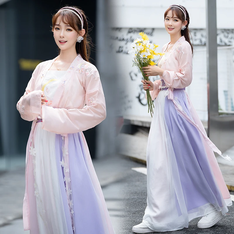 

Традиционная одежда в китайском стиле, элегантные платья принцессы династии ханьчжоу, ретро-костюмы с вышивкой, костюм феи ханьфу DQL4027