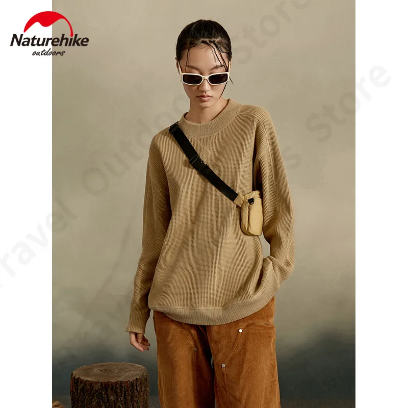 

Naturehike Outdoor Casual Fashion Clothes Waffle Crew Neck Long Sleeved Men Women Autumn Winter Warm Solid Color Cotton T-Shirt
