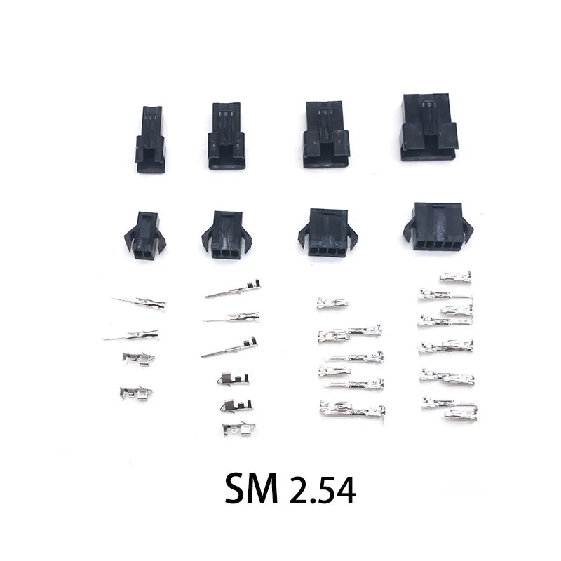 100set SM2.54mm 2p3p4p5p Female and Male Housing Splice Terminals Jack Connector AWG 28-22 SM-2P SM-2R JST Wire Adapter Blocks - купить по