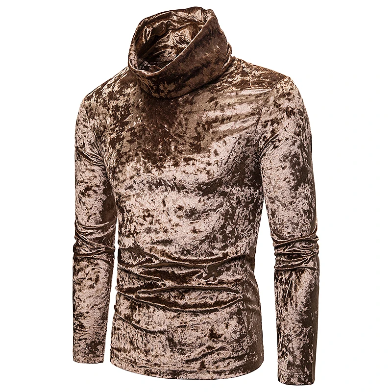 MJartoria Сверкающее серебро алмаз бархат Высокий воротник футболка для мужчин 2019