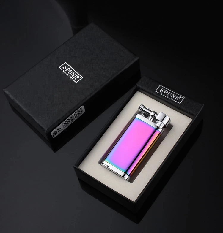 

Genuine Oblique SPUNK Cigarette Cigar Pipe Metal Lighter with Tobacco Pipe Tamper Personality Retro Rocker Arm Gas Lighter Gift