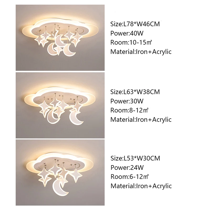 

Creative Star Moon Pendant Modern LED chandelier for bedroom kids room light children's room Ceiling led chandelier light