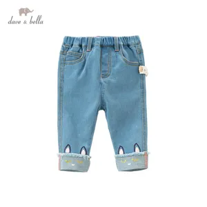 DB16720 нижнее белье в стиле бренда dave bellaвесна, сказочное детское платье детское модное платье для девочек с картинкой из мультфильма, Брюки с карманами для детей; Длинные детские штаны для малышей брюки для детей ясельного возраста