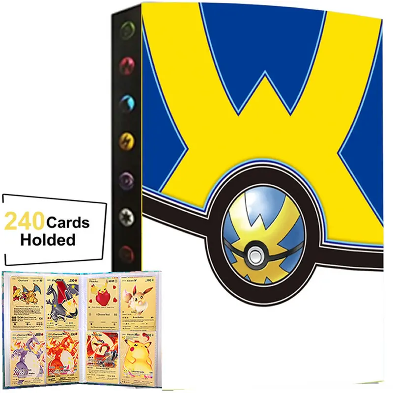 

4 Pocket 240 Card Pokemon Cards Album Book Cartoon Anime Playing Game Pokémon Map Collectors Holder Binder Folder Kids Toy Gift
