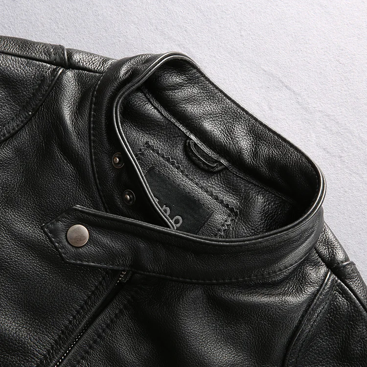 

Genuine TOP Men Simple design Cow Leather Jackets over size S-7XL Cowhide Rider Jacket