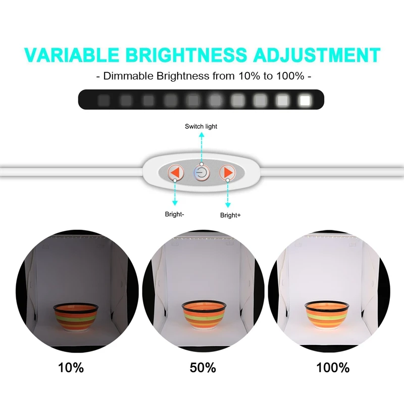 

17 Inches Portable Photography Photo Studio, Upgraded Version Led Light Portable Mini Photo Light Box Studio With 2Pcs Led Light