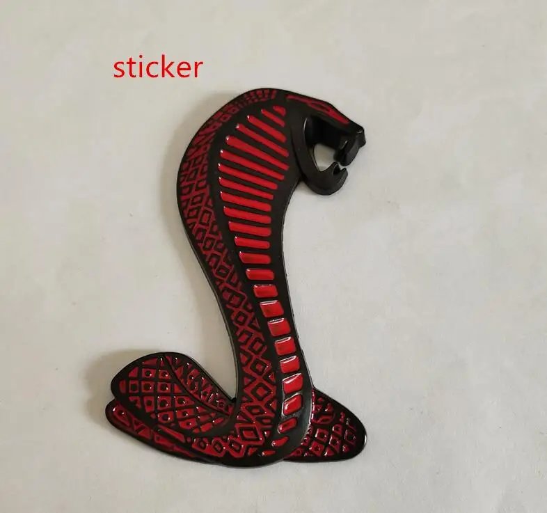 1pcs 3D Metal Mustang Snake Cobra car front grille emblem Side Fender Rear Trunk sticker grill Badge for Shelby GT | Автомобили и