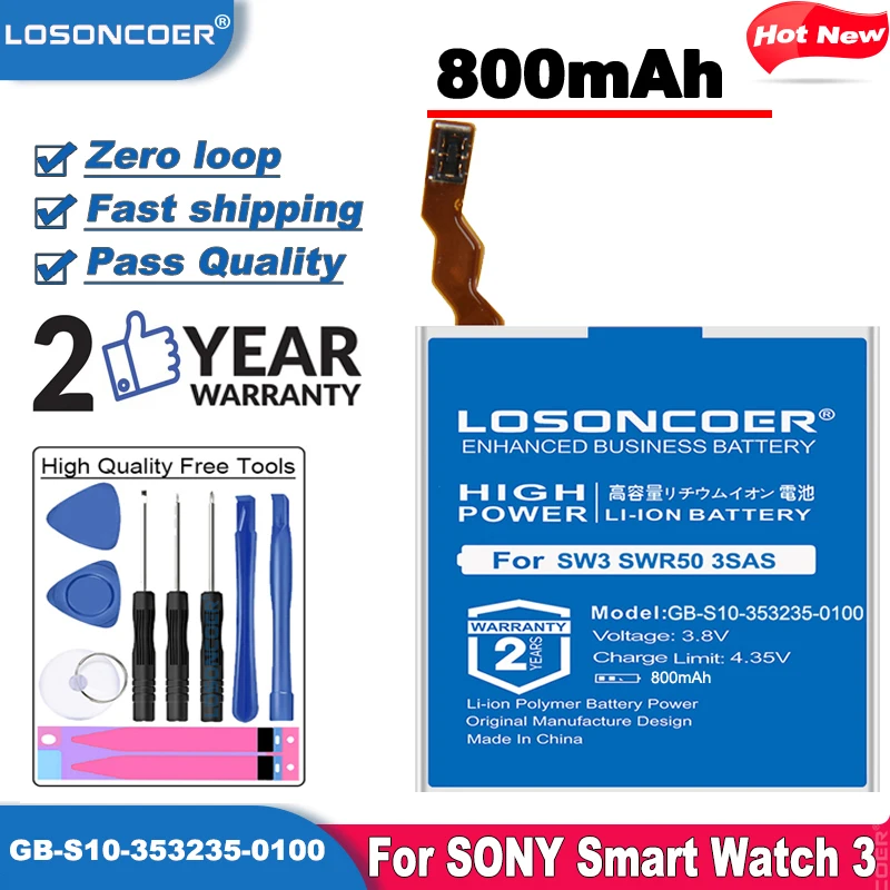 LOSONCOER GB S10 353235 0100 аккумуляторы 800 мАч для SONY SmartWatch 3 SW3 3SAS SWR50 литий ионный Резервный