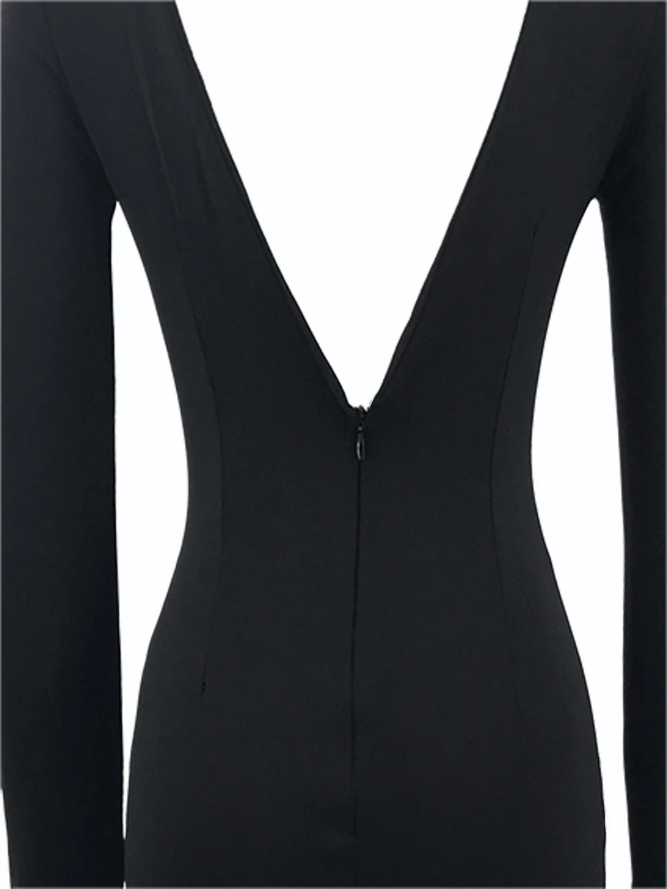 Новинка 2021 сексуальное женское платье с длинным рукавом глубоким v-образным