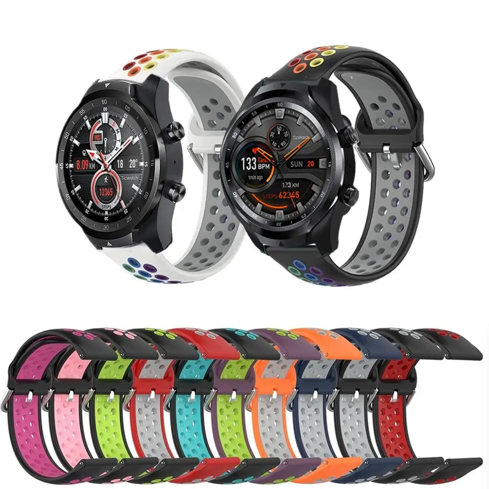 Ремешок для часов Rainbow Ticwatch Pro3 Pro2020 силиконовый дышащий спортивный браслет