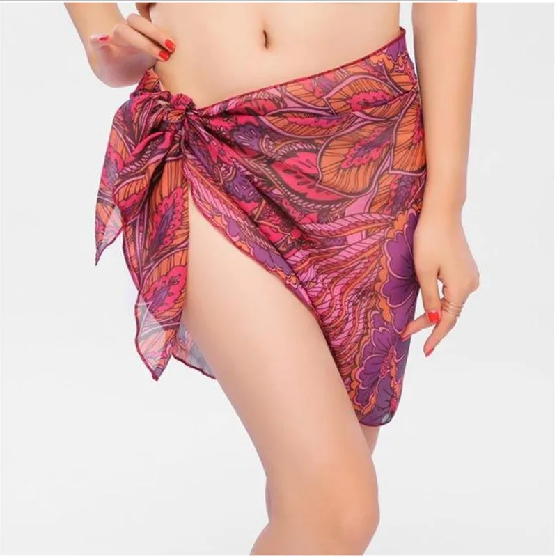 

Sexy Women Chiffon Swimwear Pareo Scarf Cover Up Wrap Sarong Beach Wear Candy color Bikinis swimsuit Cover Ups Skirts for women
