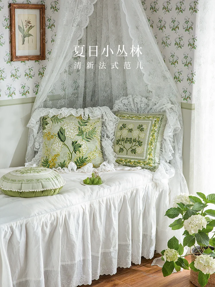 

Qingye French Entry Lux Style Pastoral Pillow Living Room Sofa Backrest Cushion Bedside Throw Pillowcase