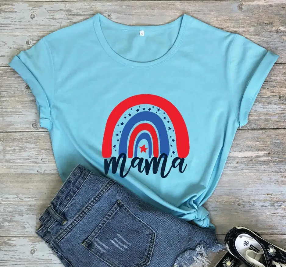 Футболка rainbow mama подарочные рубашки для мамы гранж tumblr camisetas футболка в уличном
