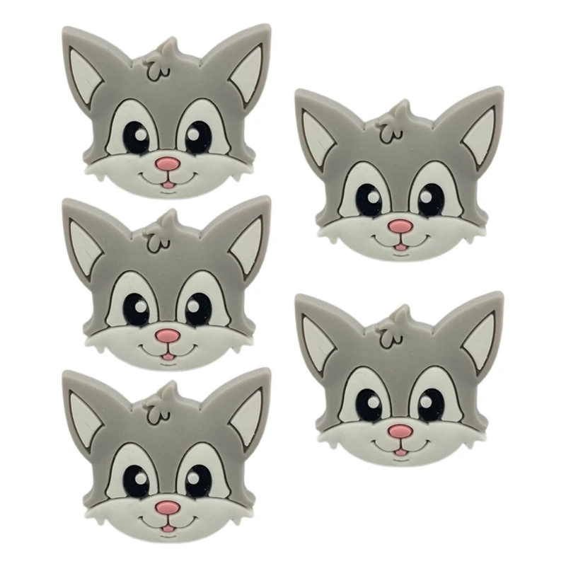 

5 Pcs/Pack Infant Teething Soother Baby Cartoon Animal Shape Teether Silicone Beads Molar Toys