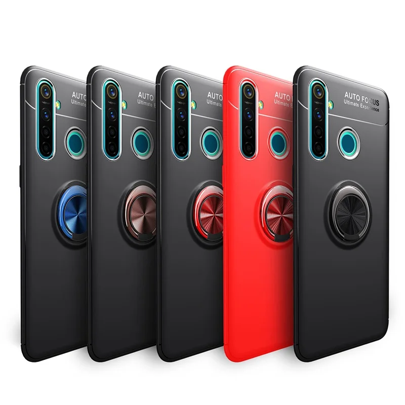 Противоударный чехол для OPPO Realme 5, чехол, магнитный кольцевой кронштейн, мягкий матовый Силиконовый чехол для телефона, чехол для realme5