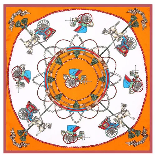 ES190011- ORANGE POBING шелковый шарф для женщин, европейский модный принт, квадратные шарфы, роскошные банданы, маленький хиджаб, платки, Женский галстук, повязка на голову, 53x53 см - Цвет: ES190011- ORANGE