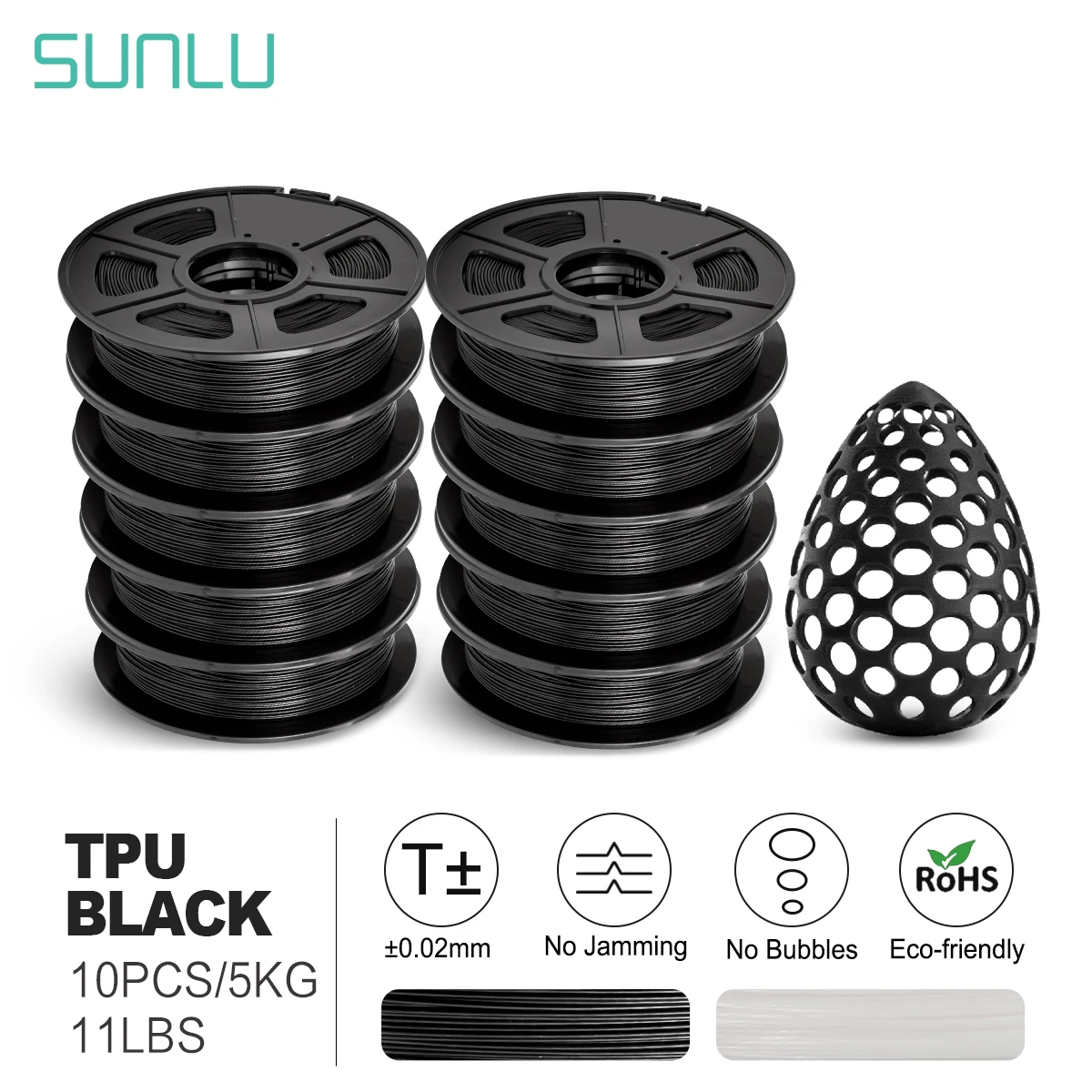 SUNLU TPU Филамент 1 75 мм 0 5 кг РОЛ гибкий материал DIY 3d принтер Пластик нити Гибкая