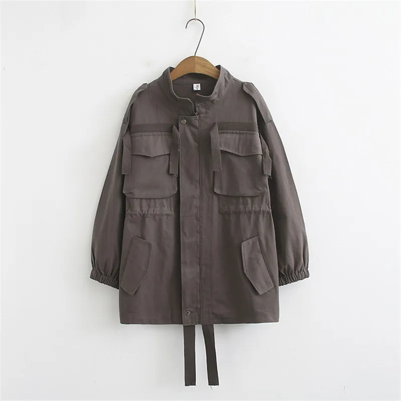 Windbreaker Female 2020 Spring Autumn Long Jacket Ladies BF Casual Loose Tooling Outerwear Black Green Plus Size 4XL Coat | Женская