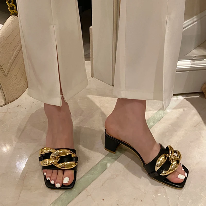 

Fashion Women Pumps Female High Heels Shoe Ladies Slides Square Heel Sandals For Ladies Party Outdoor Sandals Women Pumps