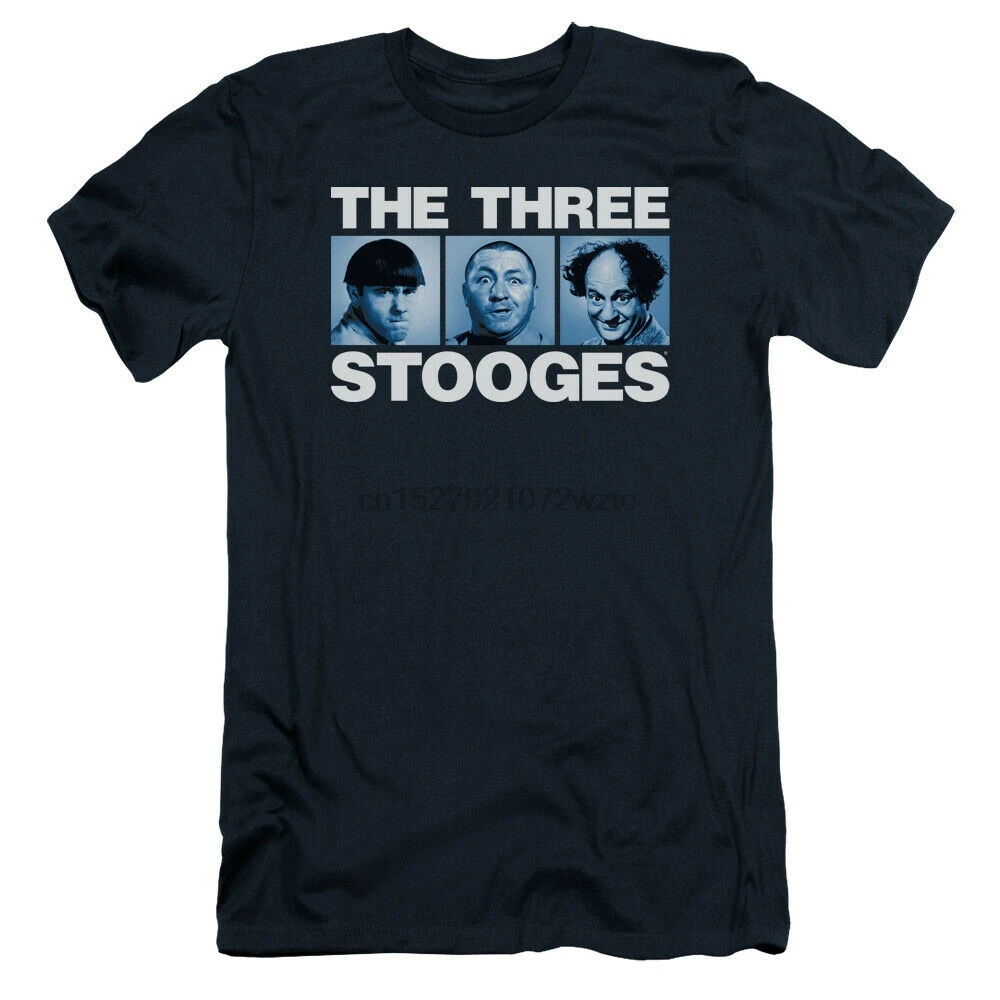 Three Stooges Slim Fit T-Shirt Headshots Navy Tee |