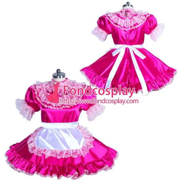 Французская горничная Сисси атлас с замочком платье форма карнавальный костюм