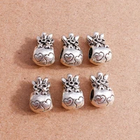 15pcs tibetan silver color love heart charms beads for jewelry making diy loose spacer beads handmade bracelets crafts supplies