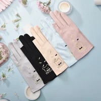 sunscreen gloves ladies spring and summer thin two finger cycling travel sweat absorbent breathable cute bear lace disposible