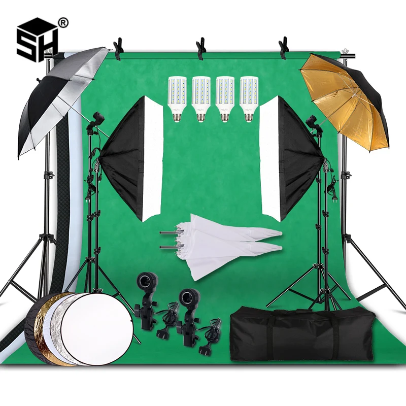 Комплект освещения софтбокса для фотосъемки с подставкой фона 2 6x3 м 3 шт. фоны