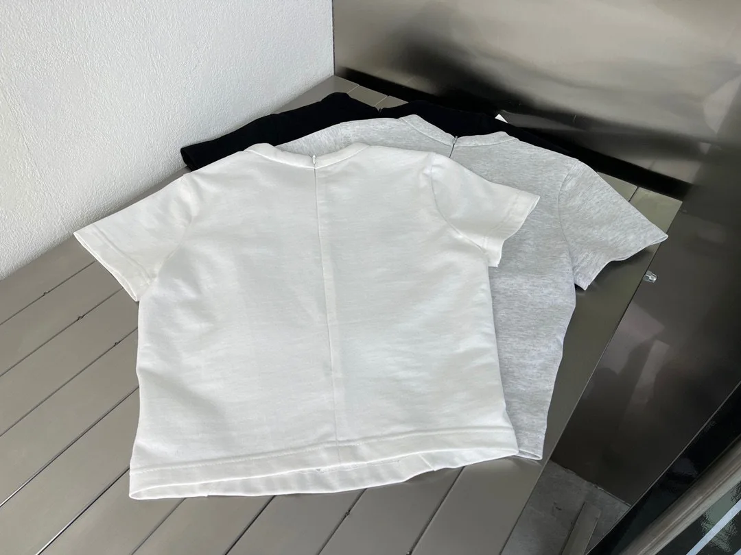 

111061 New Summer Fashion Slim Classic Letter Embroidery Brand Design White Casual Versatile Short Sleeve Cotton T-shirt A2