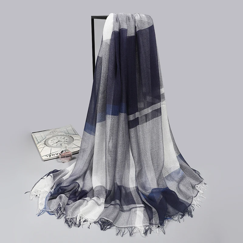 Женские шифоновые шелковые шарфы модные весенние из модала однотонный платок