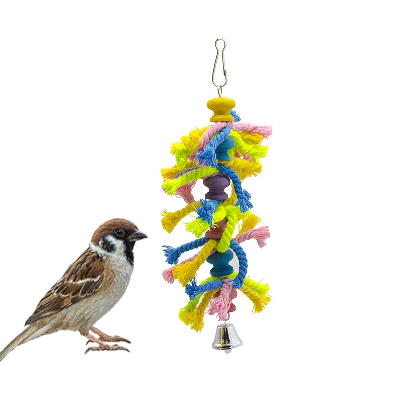 

Parrot Block Toy Cylindrical Bell Bird Toy Sisal Parrot Toy Cotton Rope Bird Chew Toy Parrot Hanging Toy Bird Accessories