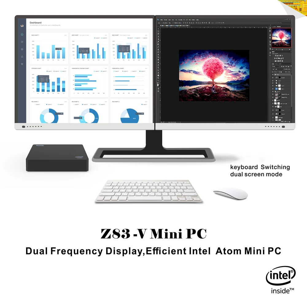 Мини пк с процессором Intel для и (до 1 92 ггц) windows 10 4 гб DDR3 64 2 4G wi fi LAN 1000 м RJ45 BT4.0 HD