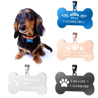 customized engrave pet name stainless steel pendant bone shape pet dog cat id tag accept 1pcs customize jewelry sl 024