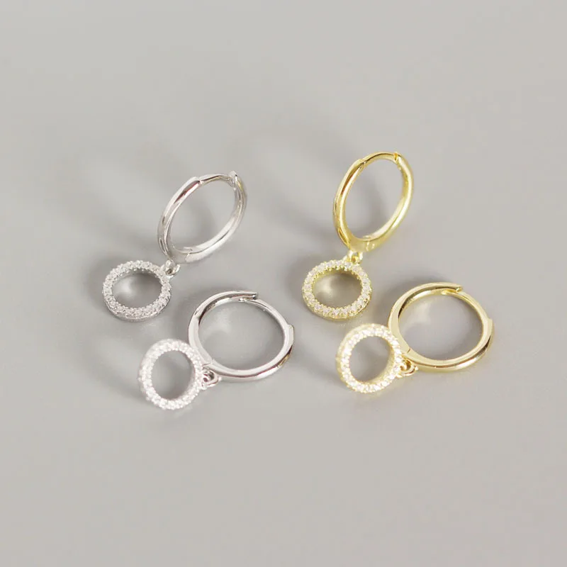 

WTLTC 925 Sterling Sliver CZ Circle Hoop Earrings for Women Minimal Round Small Hoops Earrings Dainty Drop Huggie Eariings