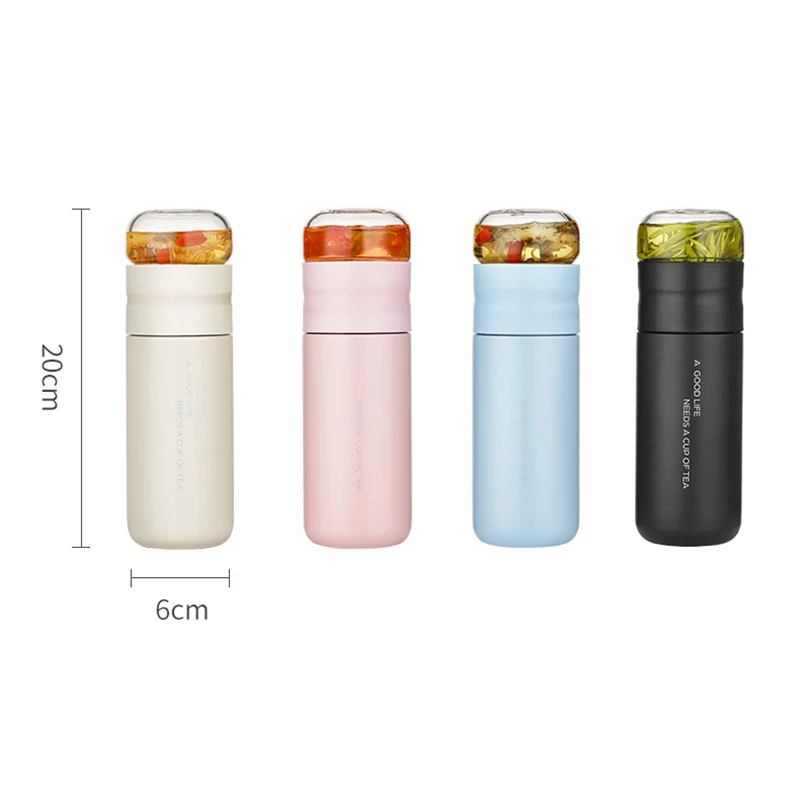 

300ML Insulated Cup with Filter Stainless Steel Tea Bottle Cup with Glass Infuser Separates Tea and Water Water Bottle