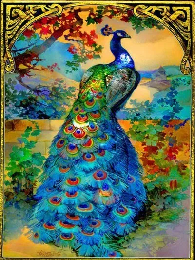 DIY Алмазная вышивка Животные Павлин Крестиком Полное сверление Животные картина Домашний декорации.